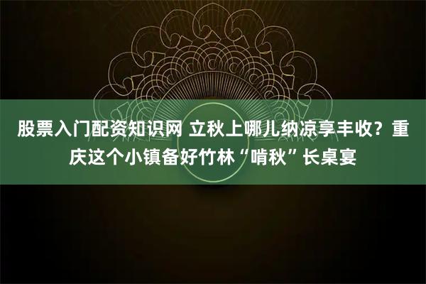 股票入门配资知识网 立秋上哪儿纳凉享丰收？重庆这个小镇备好竹林“啃秋”长桌宴